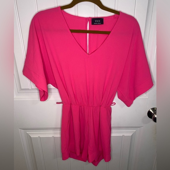VICI Hot Pink Short Sleeve Romper - Picture 2 of 10